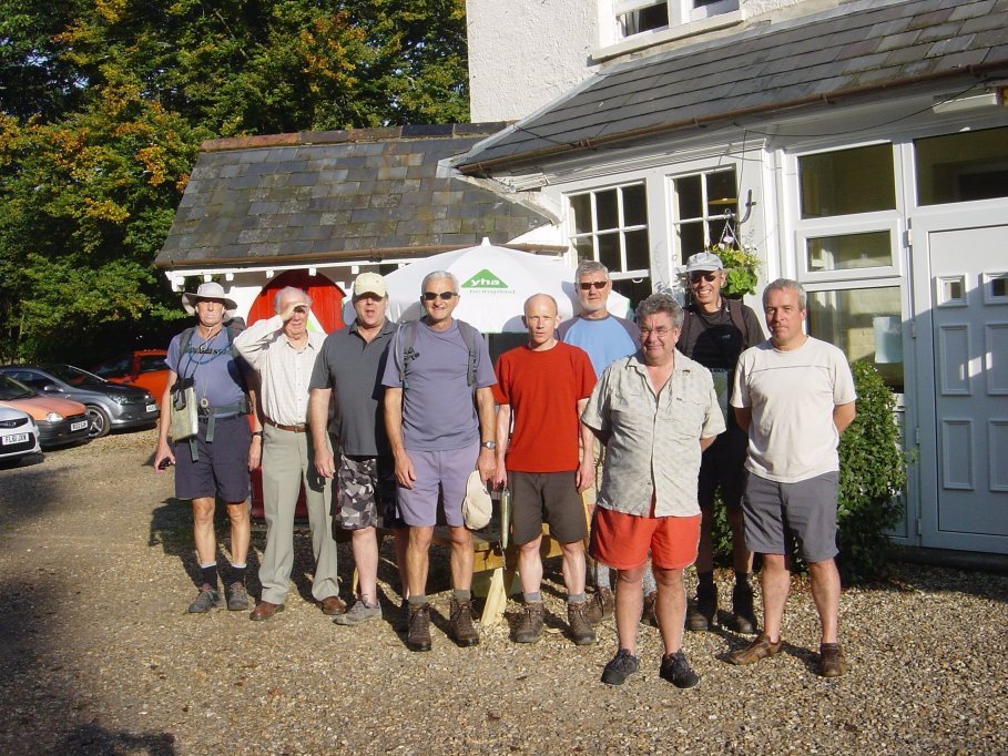 All outside the youth hostel. L-R Ian, Norman, Pete, Andy, Paul, Pat, Dick, Steve & Richard.